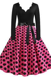 Vestido midi de manga larga con escote en V y corte A